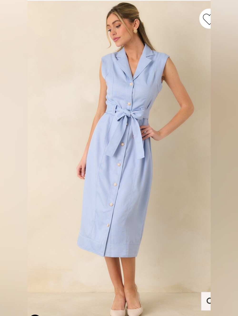 Prosperina Jacqueline Sky Blue Midi Dress Medium NWOT Classic Chic Quiet Luxury